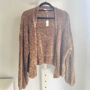 World Market Tan Ribbed Chenille Open Front Cardigan, One Size NWT